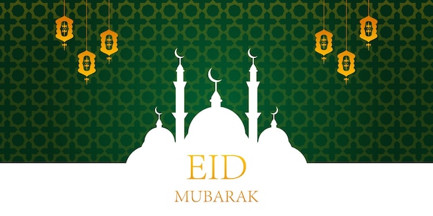 Eid al Adha Mubarak design de cartão islâmico com mesquita abobadada e lanterna pendurada em estilo de corte de papel ilustração vetorial de fundo EPS 10