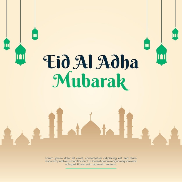Eid Al Adha Mubarak festival islâmico mídias sociais Modelo de design de postagem Ilustração vetorial