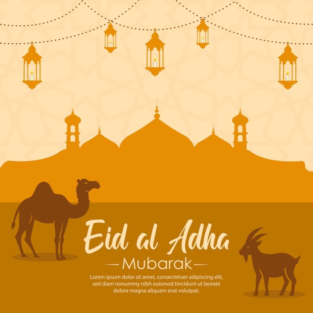 Eid al Adha Mubarak fundo do cartão de saudação islâmico