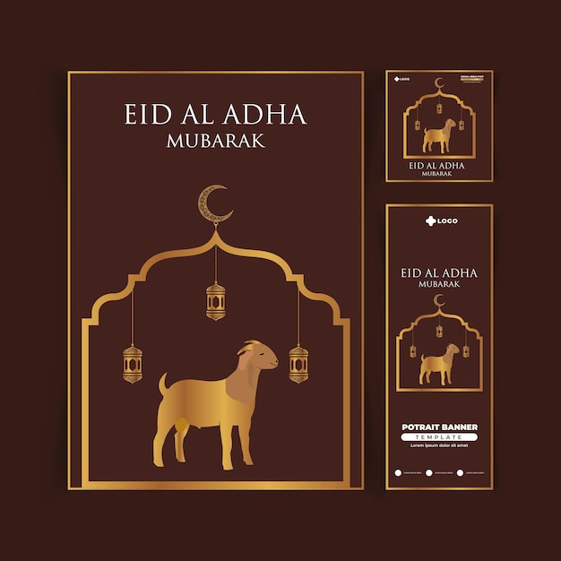 Eid al adha saudação islâmica pacote de pacote de mídia social