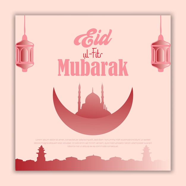 Eid Al Fitr Mubarak cartão de saudação islâmico mídia social post modelo ilustração vetorial