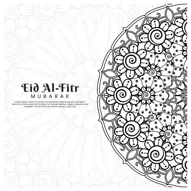 Eid alfitr com fundo de flor mehndi ilustração abstrata