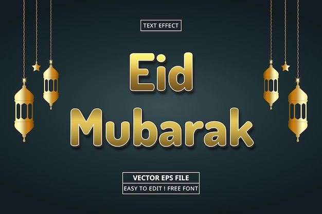 Eid Mubarak 3d Efeito de Texto Editável Estilo Eps