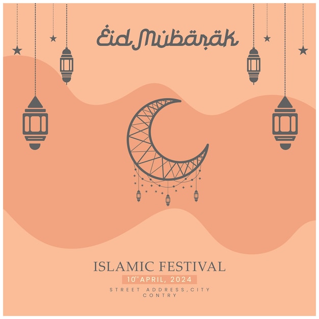 Eid Mubarak Aesthetic Poster Design usando cor de moda pêssego fuzz elegante