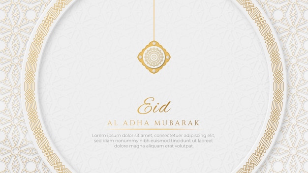 Eid mubarak árabe elegante branco e dourado fundo de forma de círculo ornamental islâmico luxo com i