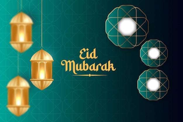 Eid Mubarak com texto em estilo de caligrafia árabe para a celebração da comunidade muçulmana