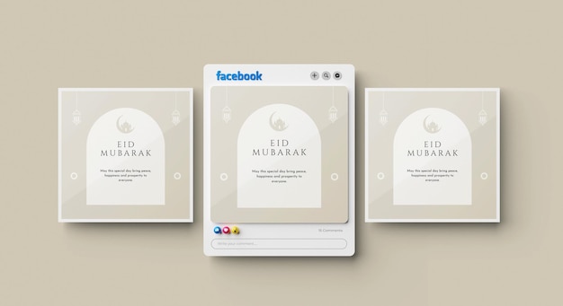 Vetor eid mubarak design de postagem em mídias sociais