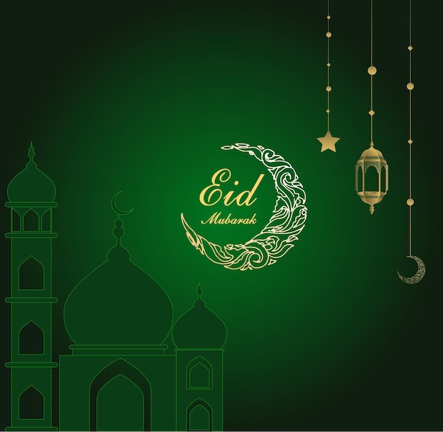 Vetor eid mubarak design premium luxuoso eid mubarak fundo vetor design de cartão de eid