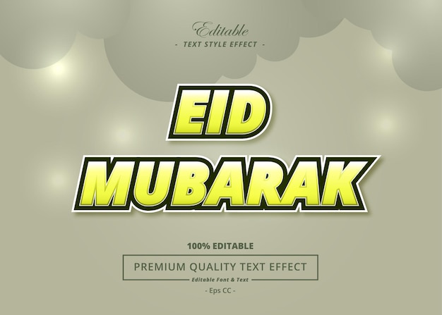 Eid mubarak efeito de estilo de texto