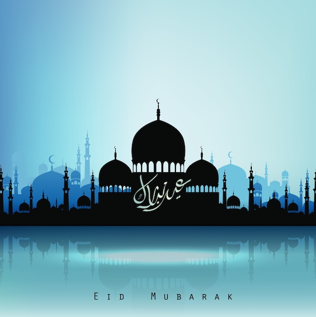 Eid mubarak fundo com mesquita