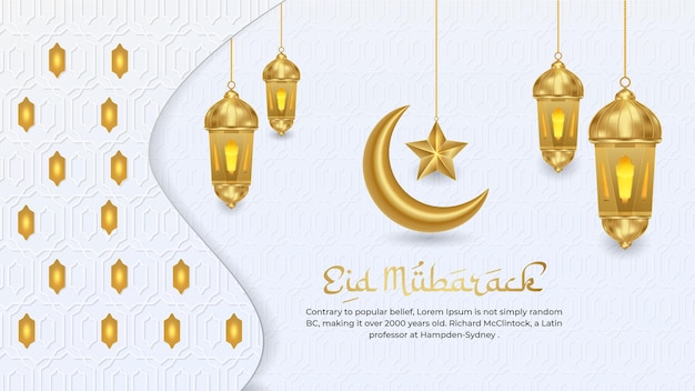 Eid mubarak islâmica linda lua de ouro colorida fundo islâmico de luxo