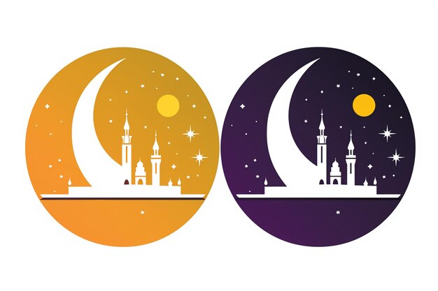 Vetor eid mubarak logo da mesquita da lua