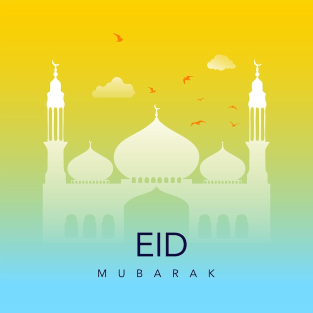 Eid Mubarak lua e mesquita belo fundo vetor Eid Mubarak design islâmico