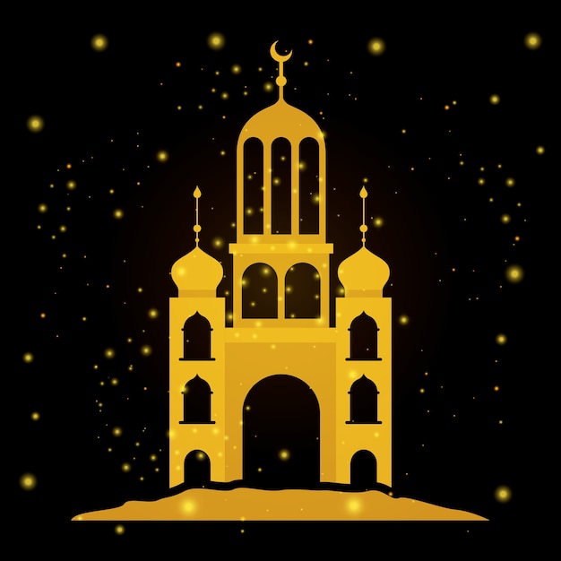 eid mubarak templo fachada com lua