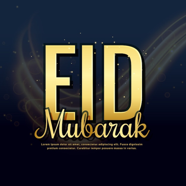Eid mubrak golden greeting design background