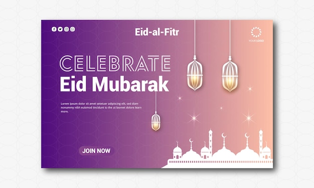 Eidulfitr celebrate arranjo e modelo de design de banner eidmubarak