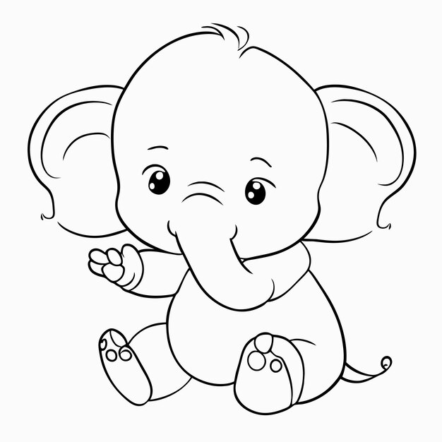 Elefante bebê bonito desenhado à mão adesivo de desenho animado conceito de ícone ilustração isolada