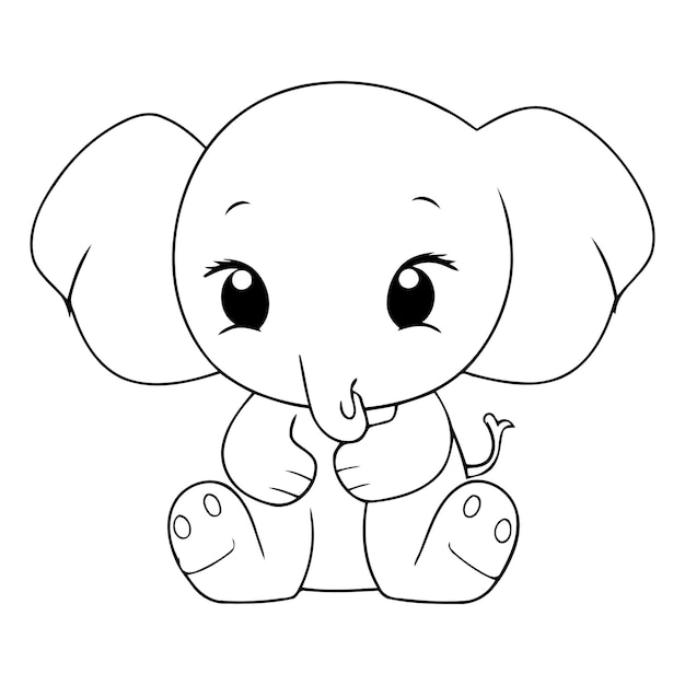 Elefante bebê bonito em fundo branco animal de desenho animado bonito