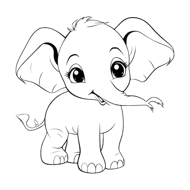 Vetor elefante bebê desenho para colorir para crianças