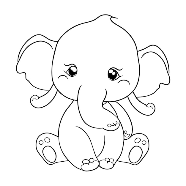 Vetor elefante bebê fofo mão desenhada desenho animado adesivo ícone conceito ilustração isolada