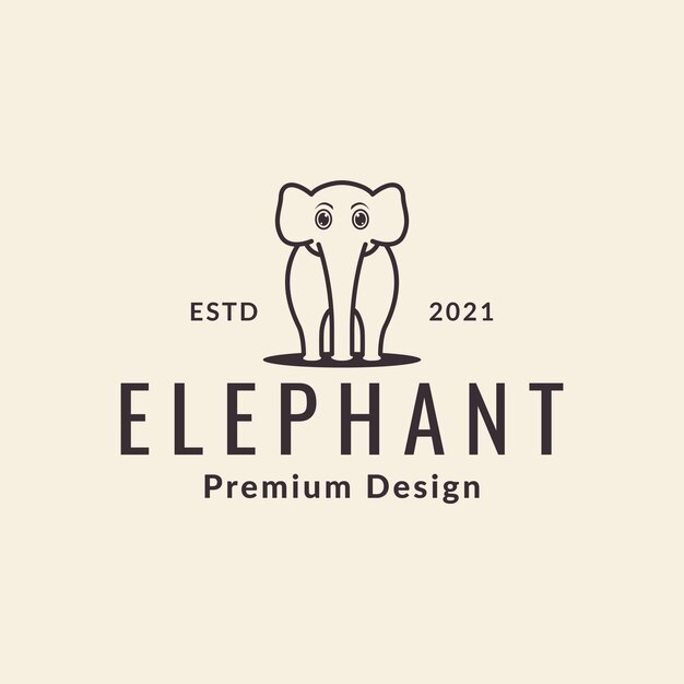 Elefante bonitinho senta logo design gráfico vetorial símbolo ícone sinal ilustração ideia criativa