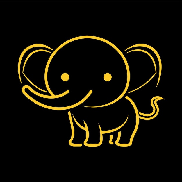 Vetor elefante bonito desenhado à mão plano elegante mascote desenho de personagem de desenho animado adesivo conceito de ícone