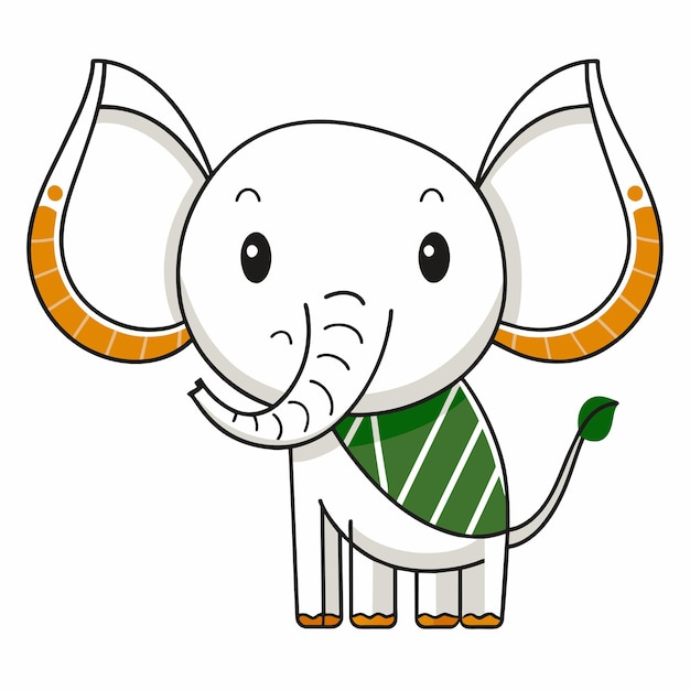 Vetor elefante bonito desenhado à mão plano elegante mascote desenho de personagem de desenho animado adesivo conceito de ícone