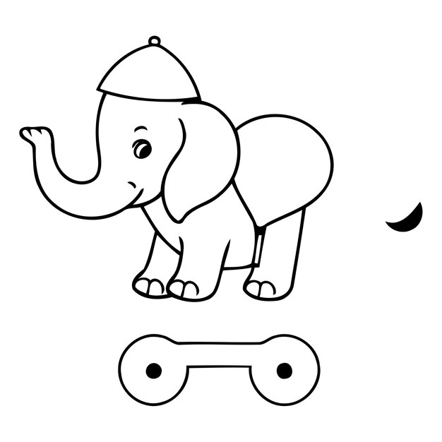 Elefante de circo cavalga em uma roda com balões ilustração vetorial