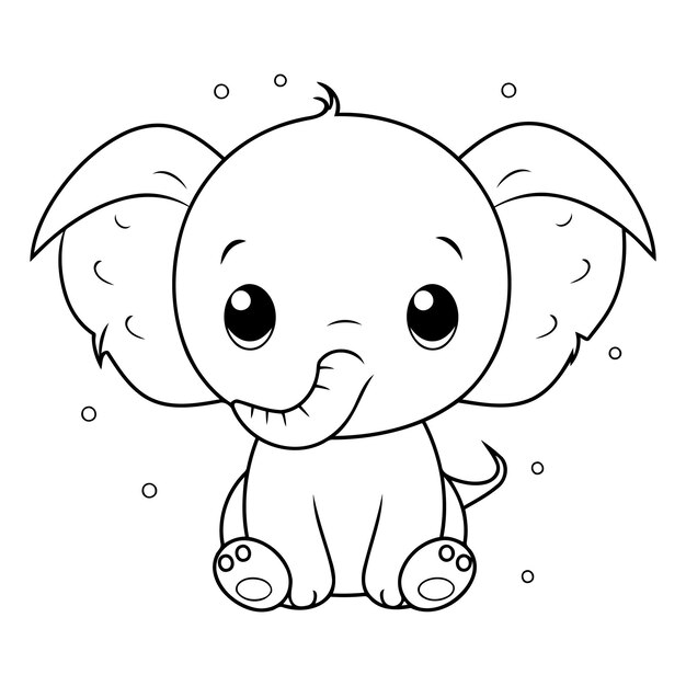 Vetor elefante de desenho animado bonito isolado em um fundo branco