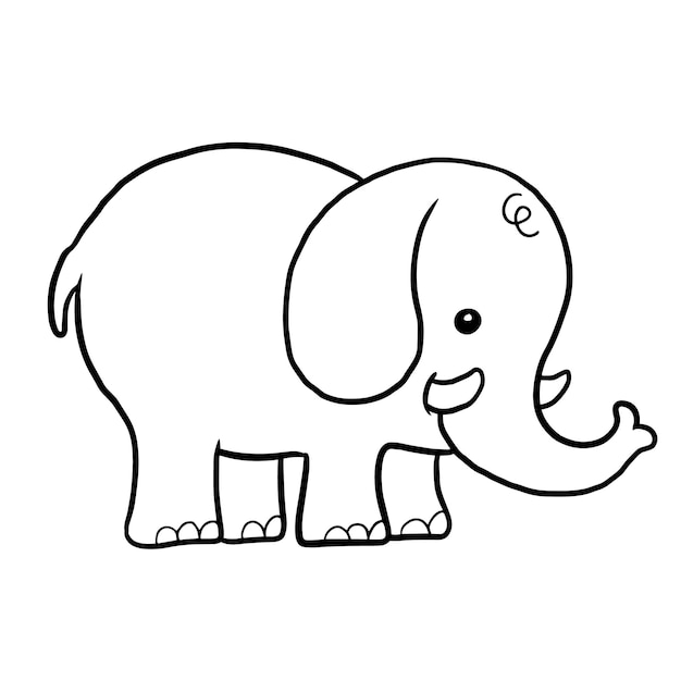 Elefante desenho animado animal fofo kawaii doodle doodle página para colorir desenho desenho