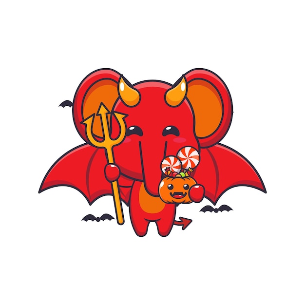 Elefante do diabo no dia de halloween