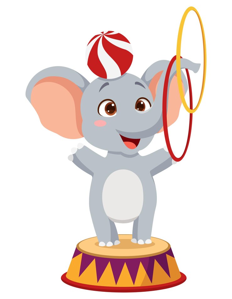 Vetor elefante feliz e bonito a fazer circo.