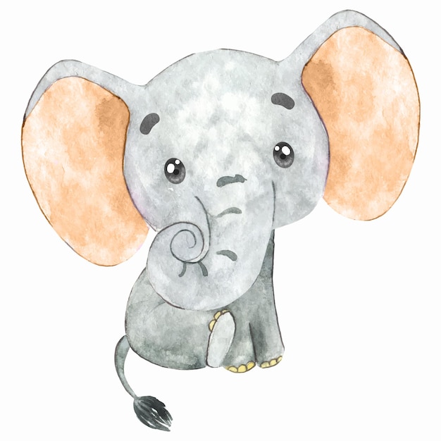 Elefante fofo aquarela