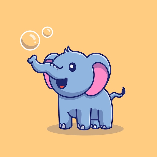 Elefante fofo bolhas icon ilustração. personagem de desenho animado de mascote de elefante. conceito de ícone animal isolado