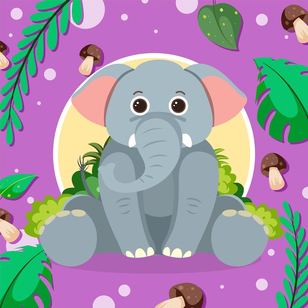 Elefante fofo em estilo cartoon plana