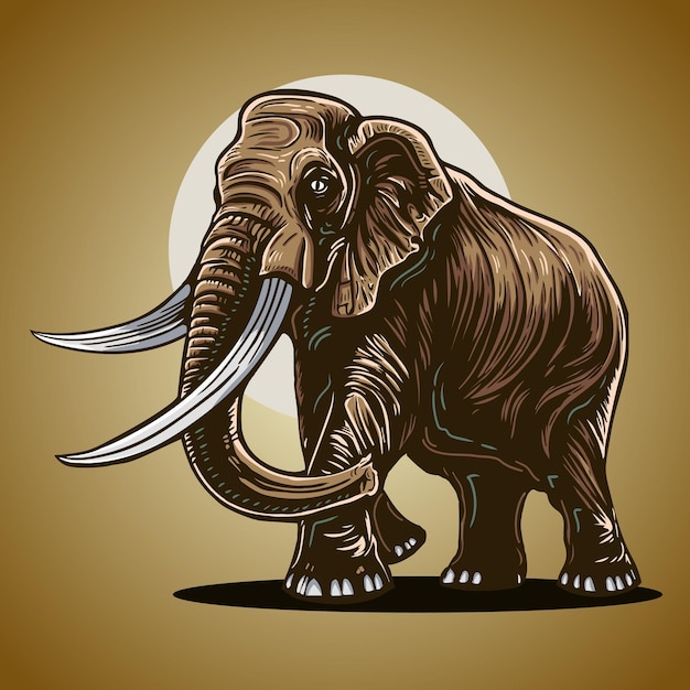 Vetor elefante mamute ilustração vetorial