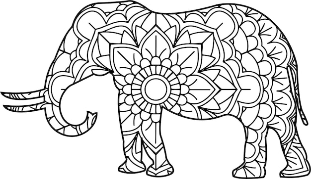 Vetor elefante para colorir