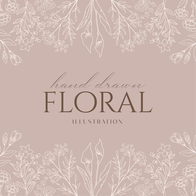 Elegança Casamento desenhado monolina floral botânico padrão de flores desenho de fundo