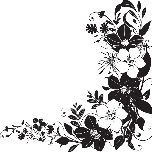 Vetor elegant noir impressões florais cartão de convite arte vetorial monochrome blossom charm logotipo preto