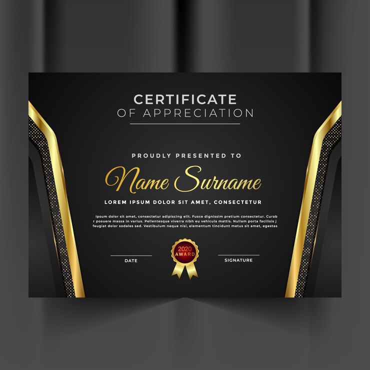 Vetor elegante certificado de agradecimento