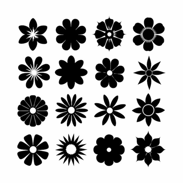 Elegante conjunto de ícones de flores Ilustração de elementos de design vetorial