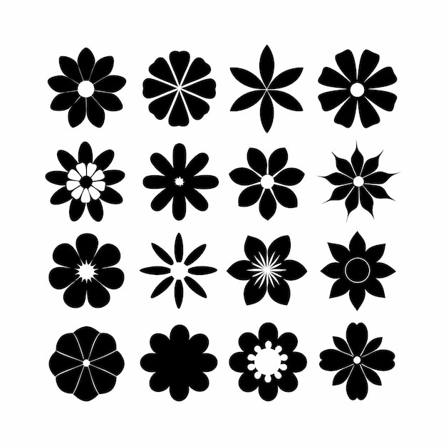 Elegante conjunto de ícones de flores Ilustração de elementos de design vetorial