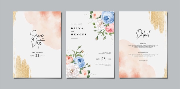 Elegante convite de casamento floral com aquarela