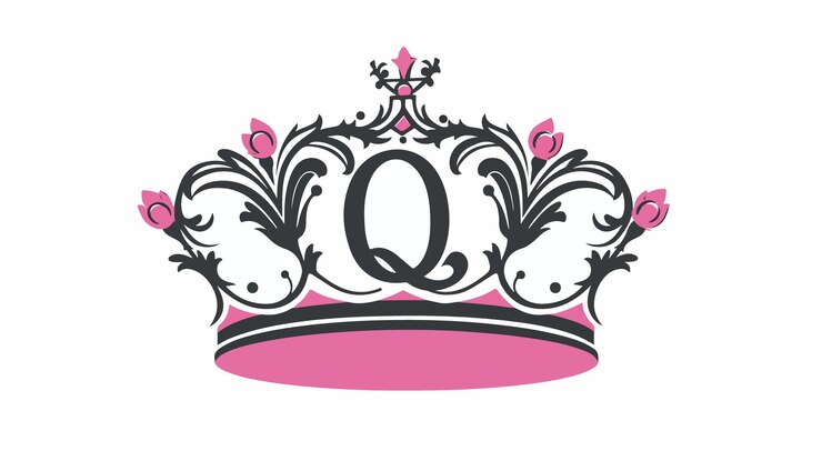 Vetor elegante coroa da rainha rosa preto design de caligrafia vetorial