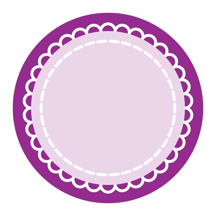 Vetor elegante desenho circular roxo e branco com borda de renda
