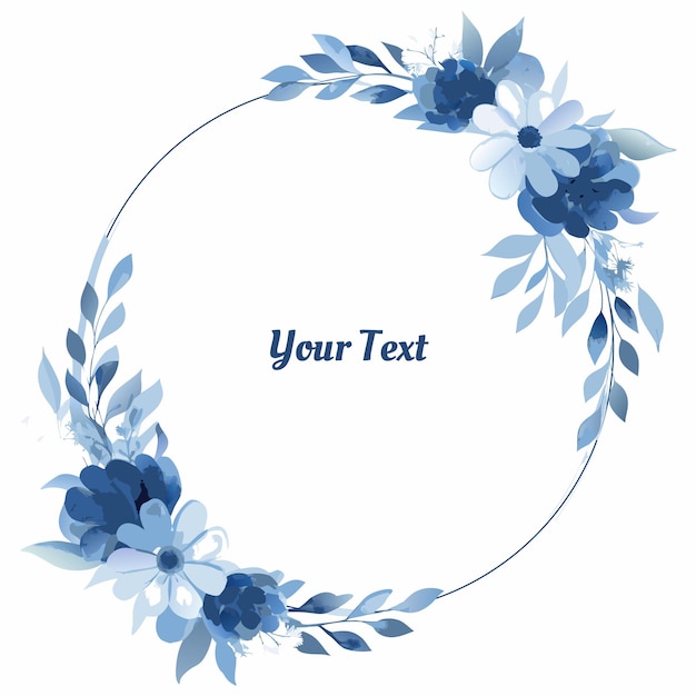 Elegante desenho de coroa floral azul perfeito para textos e convites personalizados