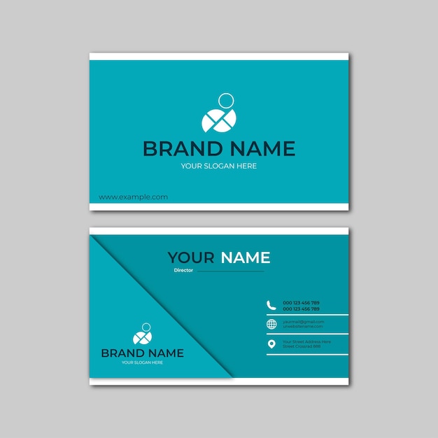 Elegante design de cartão de visita moderno azul e branco