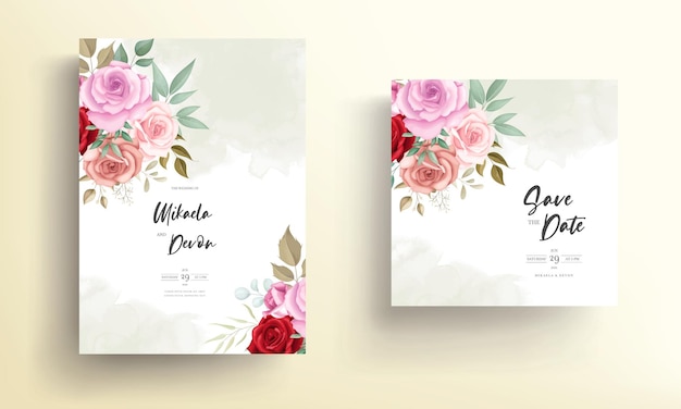 Elegante design floral de cartão de casamento