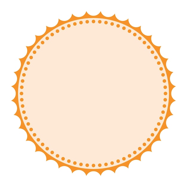 Vetor elegante embalagem redonda laranja detalhada adesivo clássico em branco emblema desenho de fundo simples