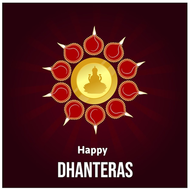 Elegante feliz dhanteras lindo design vetorial de festival